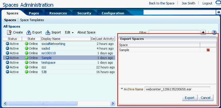 Exporting Spaces