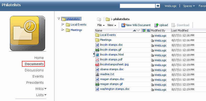 Documents Page in a Space