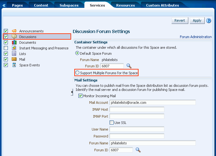 Specifying Where Discussions are Stored: Single Forum