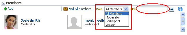 Search field in Members task flow