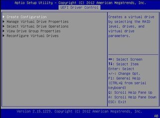 image:Screen showing the Virtual Drive Management menu options.