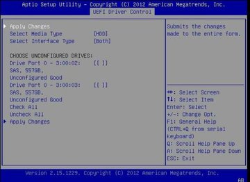 image:Screen showing the RAID drive selection menu.