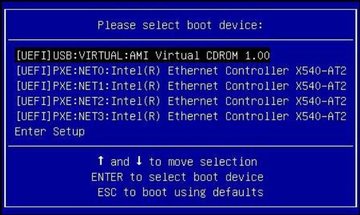 image:Select Boot Device menu in UEFI BIOS.