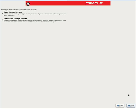image:Oracle Linux 6 Installation Devices screen.