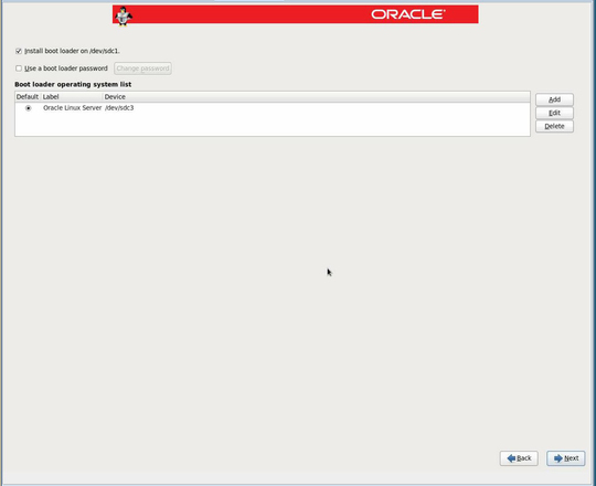 image:Oracle Linux 6 Bootloader screen.