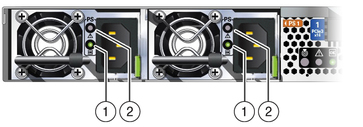 image:Figure showing the location of the power supply status LEDs.