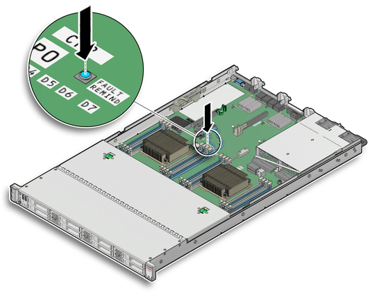 image:Figure showing the location of the Fault Remind button.