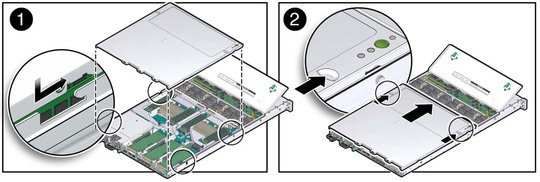 image:Figure showing how to install the server top cover.