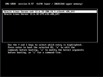 image:Oracle Linux 6 GRUB screen.