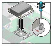 image:An illustration showing how to position and secure the heat sink.
