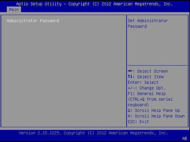 image:A screen capture showing the BIOS Setup Utility Main menu screen.
