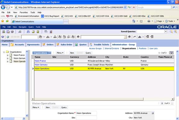 Setting Up Organizations in Siebel CRM Example
