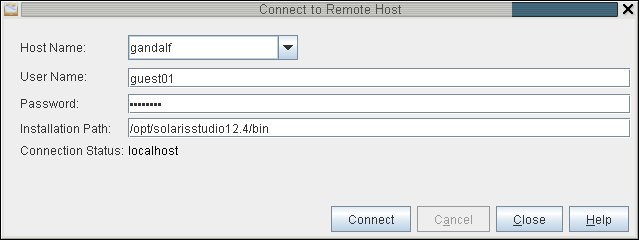 image:Screenshot of dialog for connecting to remote hosts