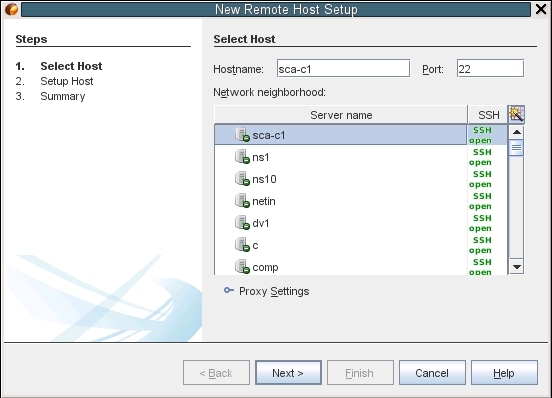 image:New Remote Build Host dialog box, Select Host page