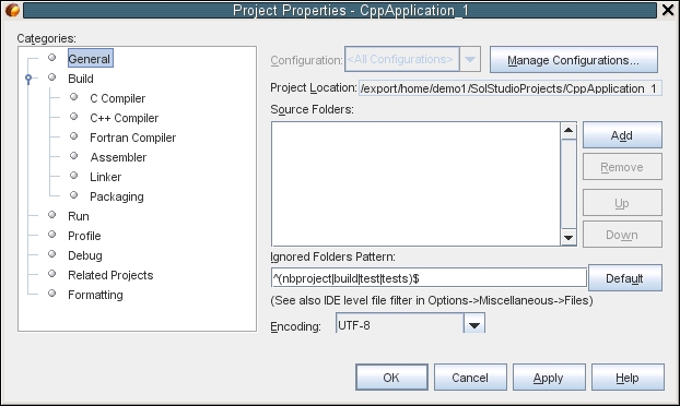 image:Project Properties dialog box