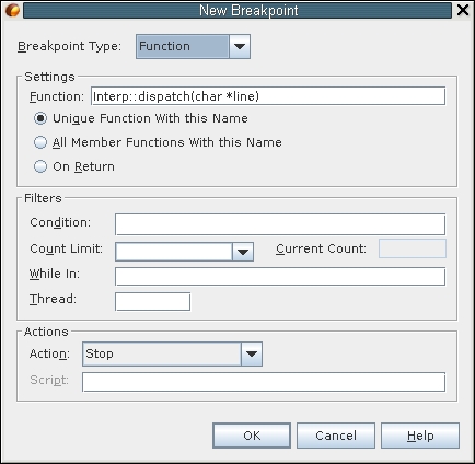 image:New breakpoint dialog box