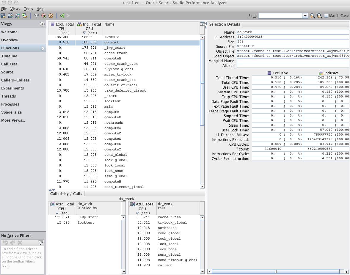 image:Functions view of Performance Analyzer
