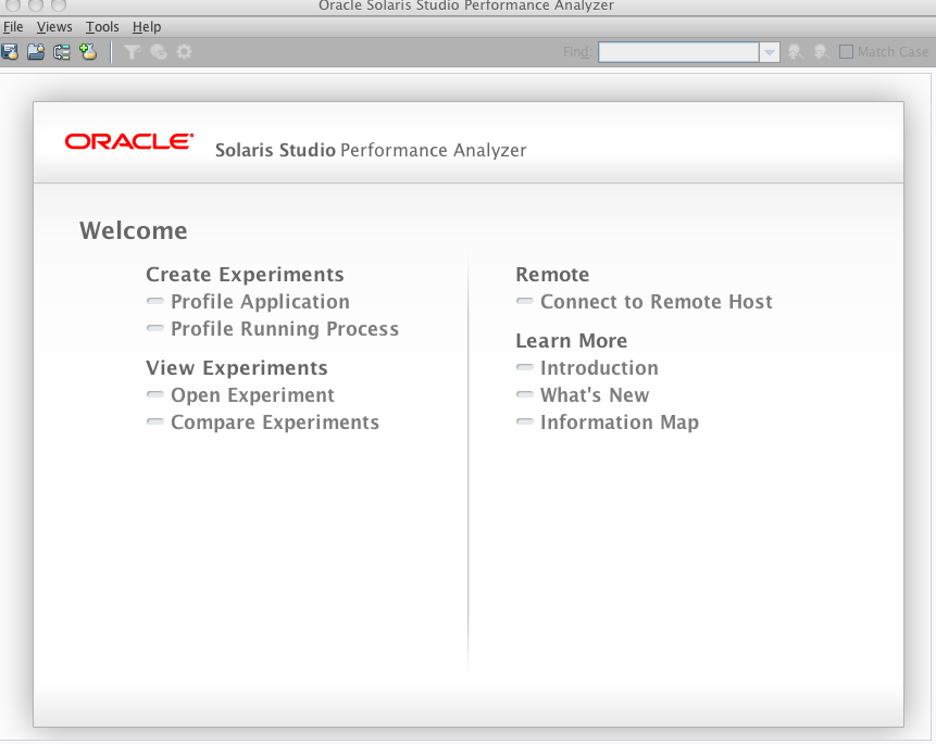 image:Welcome page of Performance Analyzer