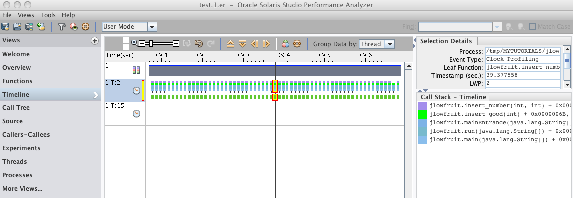 image:Zoomed in version of Timeline view in Performance Analyzer