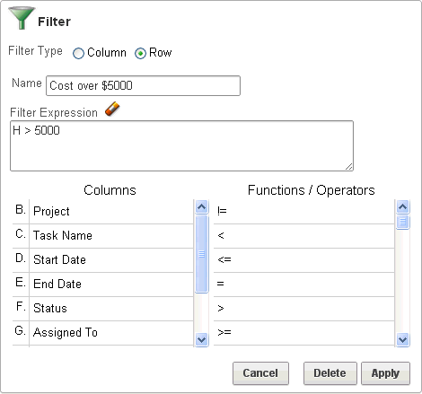 Description of the illustration ir_filter_sel_row.gif follows