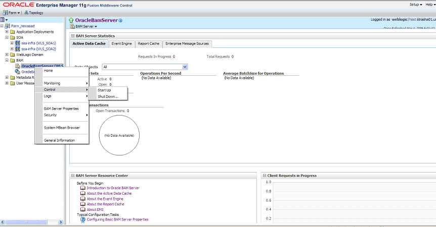 Startup and Shutdown of Oracle Business Activity Monitoring