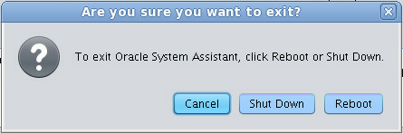 image:Gráfico que muestra la pantalla de salida de Oracle System Assistant.