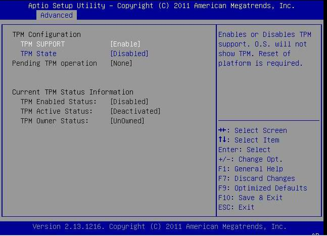 image:Illustration montrant l'écran TPM Configuration.