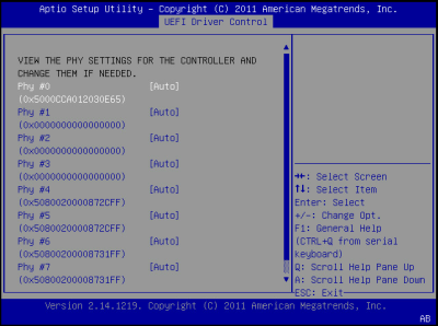 image:Cette figure illustre l'écran BIOS LSI MegaRAID Configuration Utility Controller Management.