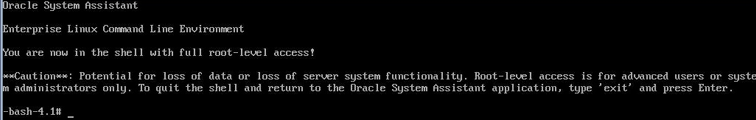 image:Une capture d'écran affichant l'écran Shell d'Oracle System Assistant Advanced Tasks.