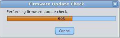 image:この図は、Oracle System Assistant の「Check for Firmware Updates」進捗画面を示しています。