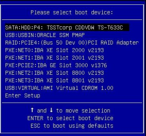 image:이 그림은 Please Select Boot Device 메뉴를 나타냅니다. 