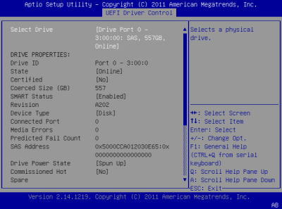 image:이 그림은 BIOS LSI MegaRAID Configuration Utility Virtual Drive Management 화면을 나타냅니다.