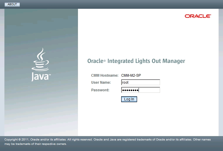 image:显示 Oracle ILOM 登录屏幕的屏幕抓图。