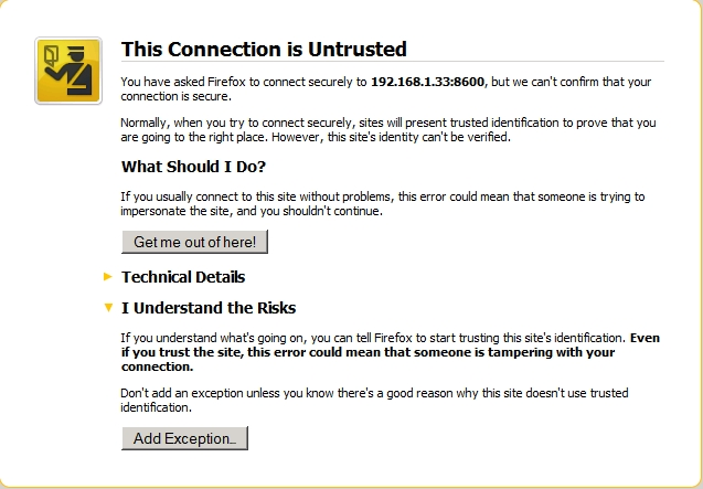 image:显示 "Security Alert" 对话框的屏幕抓图。