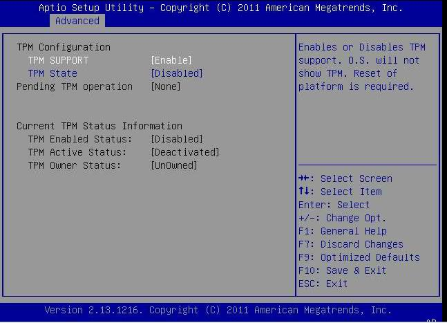 image:图中显示了 "TPM Configuration" 屏幕。