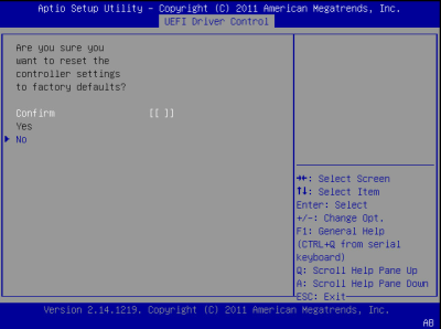 image:此图显示了 BIOS LSI MegaRAID 配置实用程序的 "Controller Management" 屏幕。
