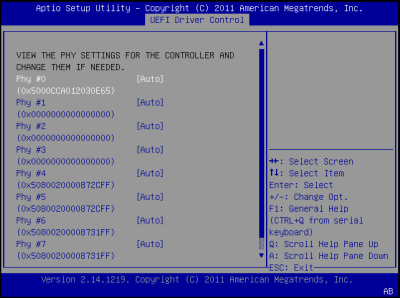 image:此图显示了 BIOS LSI MegaRAID 配置实用程序的 "Controller Management" 屏幕。