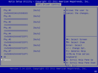image:此图显示了 BIOS LSI MegaRAID 配置实用程序的 "Controller Management" 屏幕。