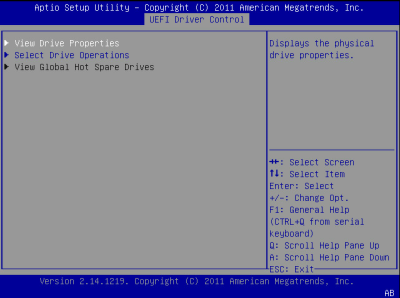 image:此图显示了 BIOS LSI MegaRAID 配置实用程序的 "Virtual Drive Management" 屏幕。