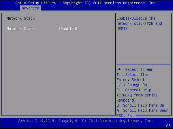 image:此图显示了 "Network Stack" 屏幕。