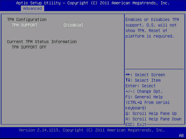 image:此图显示了 "TPM Configuration" 屏幕。