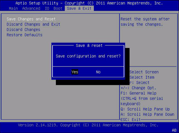 image:此图显示了 "Save Changes and Reset" 屏幕。