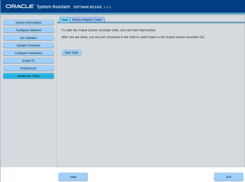 image:此图显示了 Oracle System Assistant 中的 "Media Integrity Check" 屏幕。
