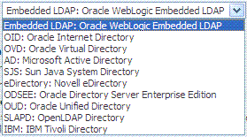 LDAPプロバイダのリスト