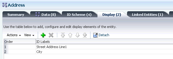 エンティティの表示ページが示されています。