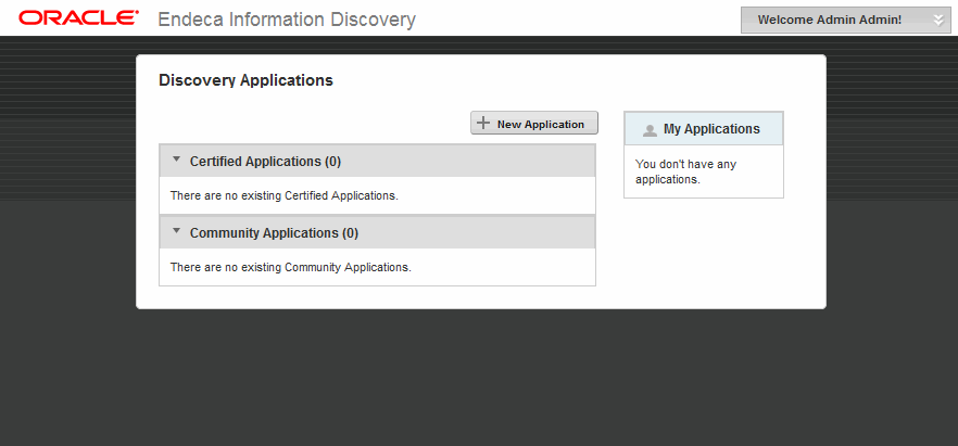 Discovery Applications page for a new Studio instance