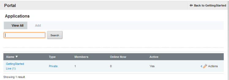 Applications page in the Control Panel