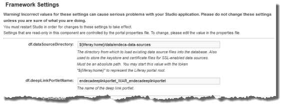 Configuring Framework Settings from the Control Panel