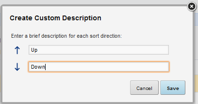 Create Custom Description dialog box for the Results List