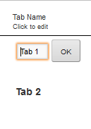 Field and OK button for editing a tab name